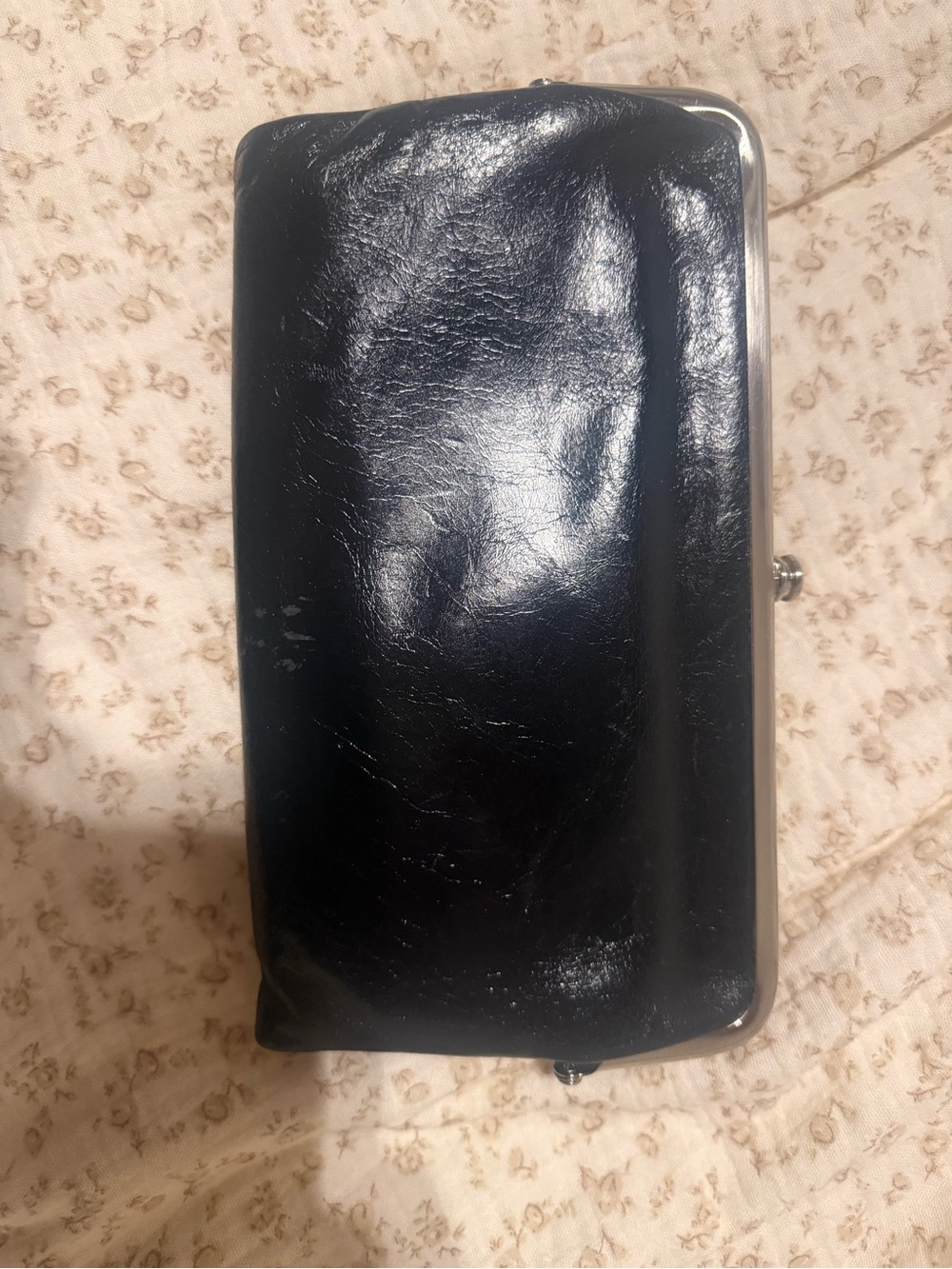 Classic Black Leather hobo Clutch Wallet